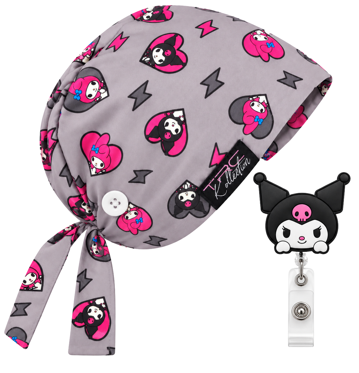 Kuromi Khaos Care Cap + Badge Reel Set