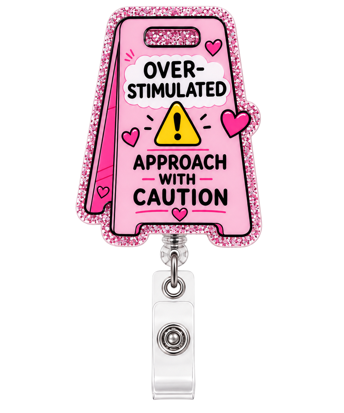 Pink Caution Badge Reel