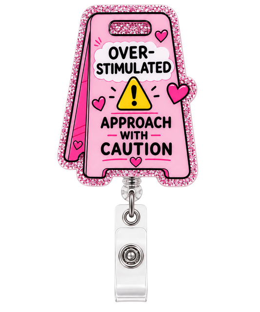 Pink Caution Badge Reel