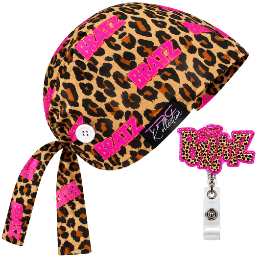 Leopard Bratz Care Cap + Badge Reel Set