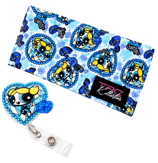 Bubbles Blue Crush – Care Band + Matching Badge Reel Set