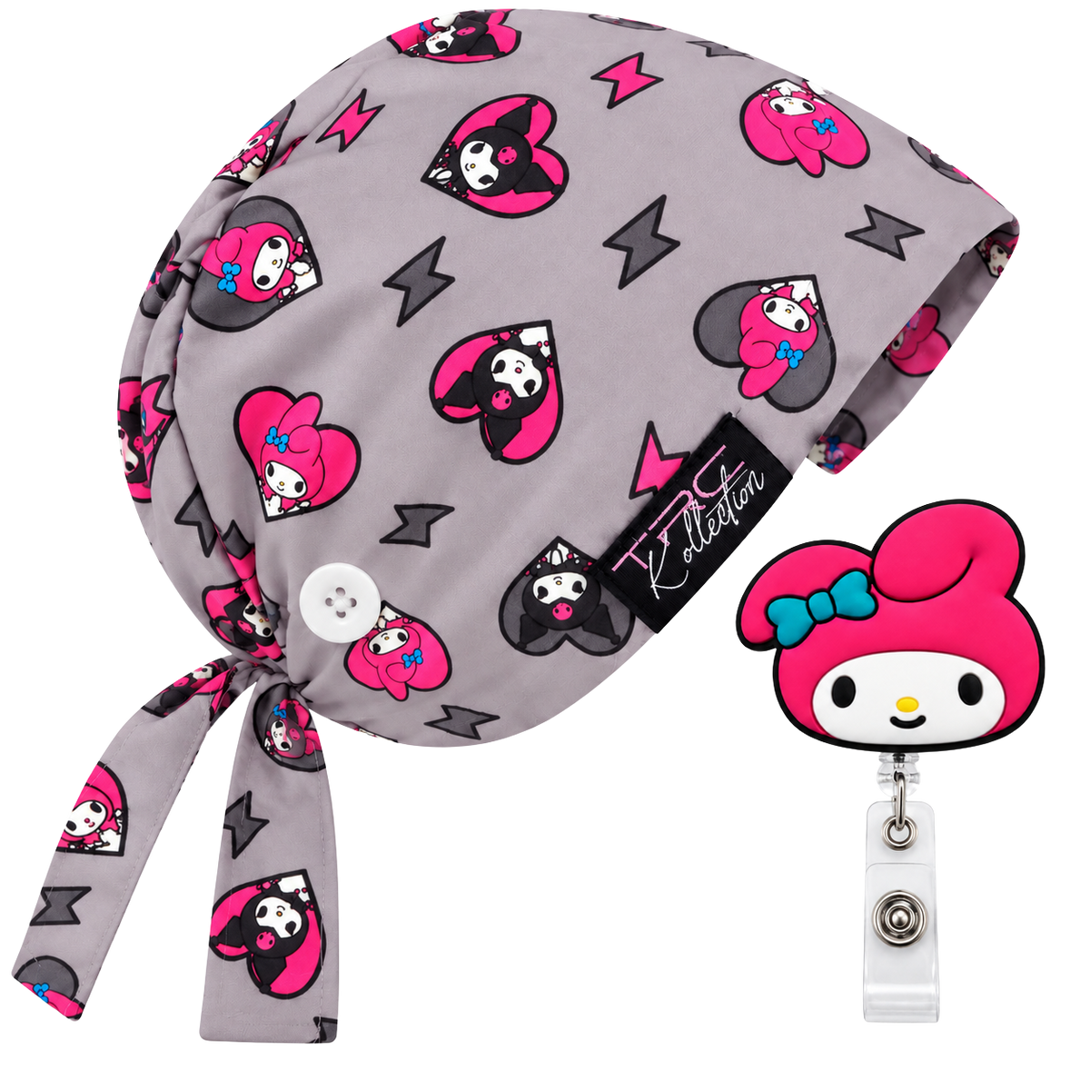 Kuromi Khaos Care Cap + Badge Reel Set