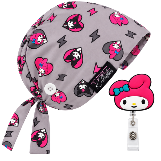 Kuromi Khaos Care Cap + Badge Reel Set
